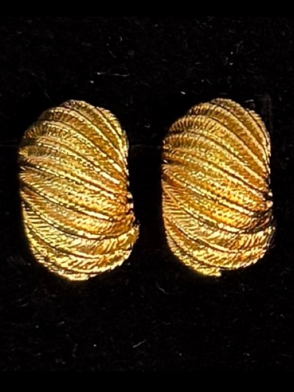Vintage Textured Goldtone Pierced Earrings
